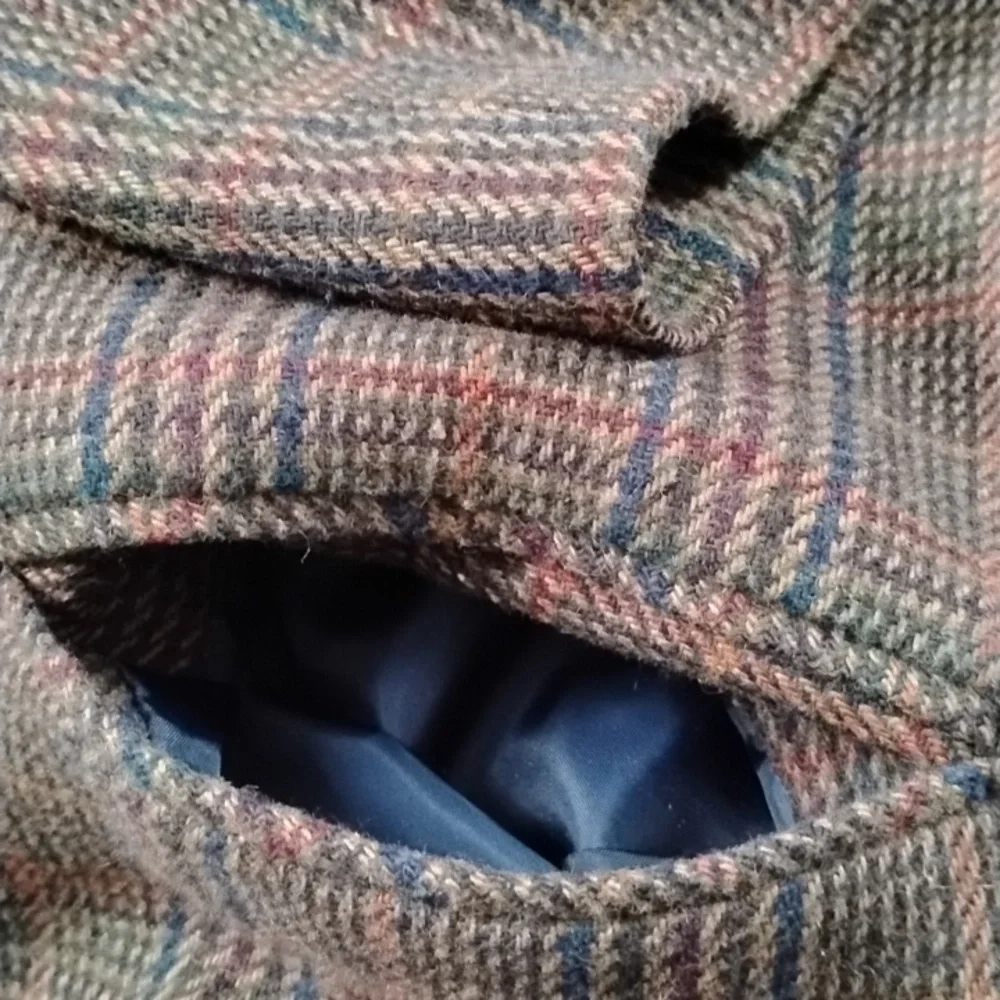 Vintage Sag Harbor Academia Wool Blend Plaid Oversized Blazer Women's Size 14 - Picture 6 of 8